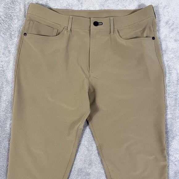 Public Rec 5 Pocket Athletic Fit Tech Pants Comfort Stretch Men 33x32 Tan - Picture 2 of 12